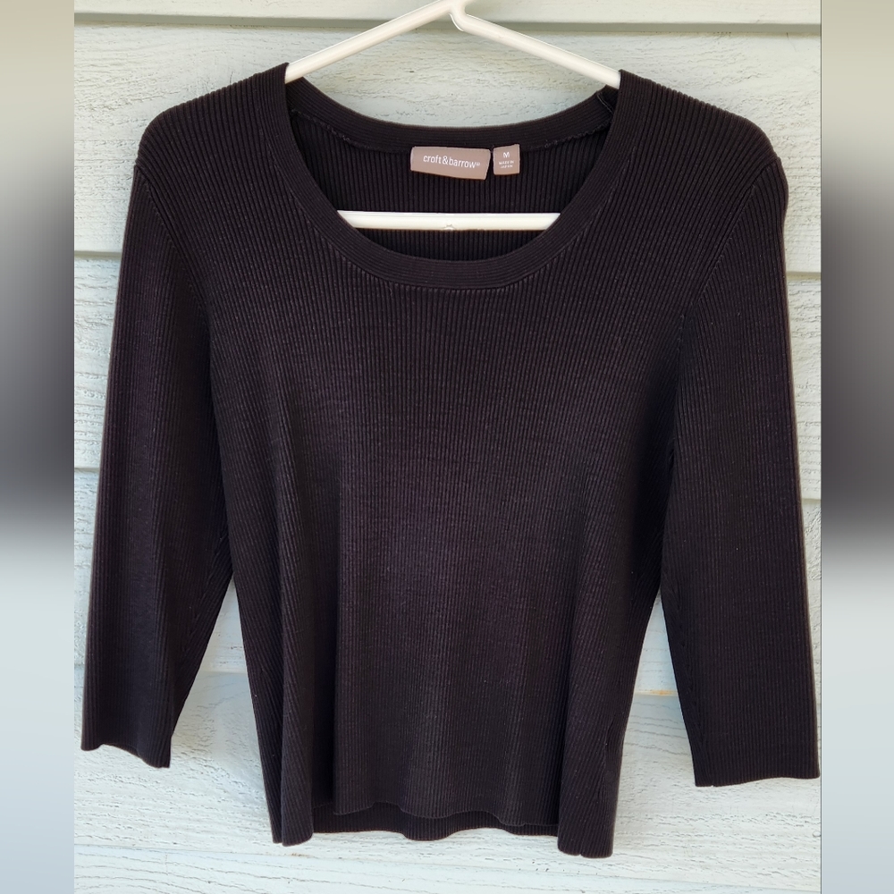 Croft & Barrow Black Knit Top, Medium